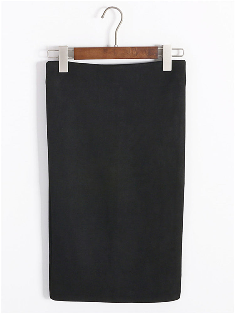 Multi Colors Korean Fashion Suede Midi Skirts InsStreet
