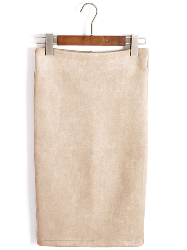 Multi Colors Korean Fashion Suede Midi Skirts InsStreet