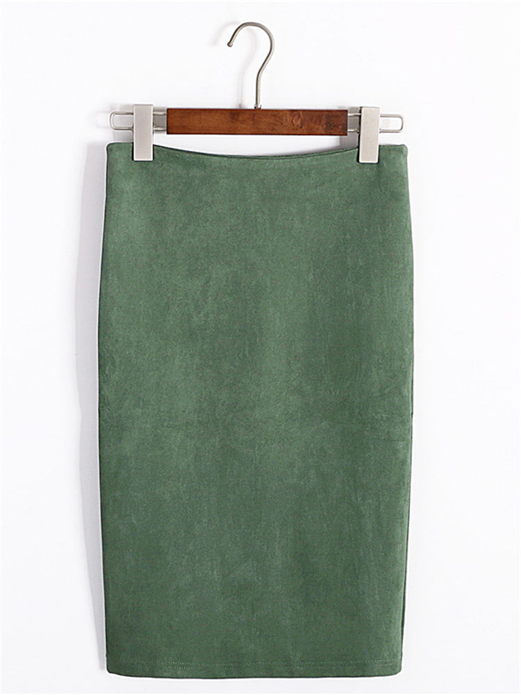 Multi Colors Korean Fashion Suede Midi Skirts InsStreet