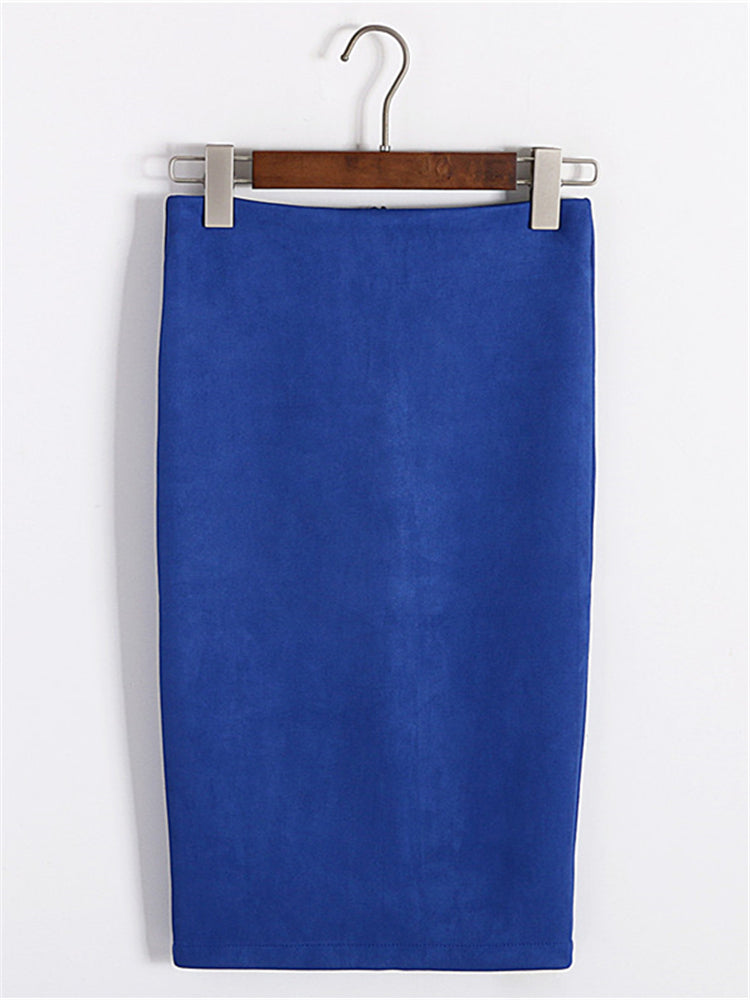 Multi Colors Korean Fashion Suede Midi Skirts InsStreet