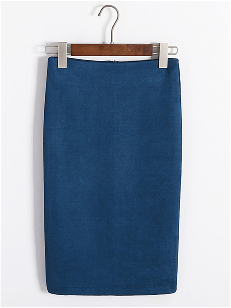 Multi Colors Korean Fashion Suede Midi Skirts InsStreet