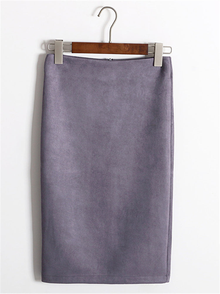 Multi Colors Korean Fashion Suede Midi Skirts InsStreet