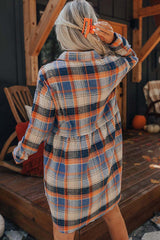 Plaid Shirt Dress with Contrast Pattern InsStreet