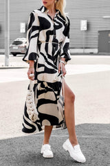 Printed Strappy Shirt Dress with Contrast InsStreet