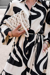 Printed Strappy Shirt Dress with Contrast InsStreet