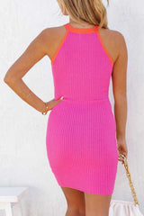 Ribbed Sleeveless Dress with Contrast Detail InsStreet