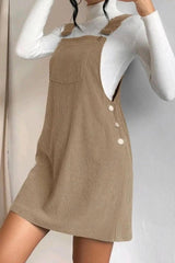 Button Strap Corduroy Dress InsStreet