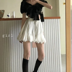 Korean Style Waist Lace-up Ruffles Pleated Skirt InsStreet