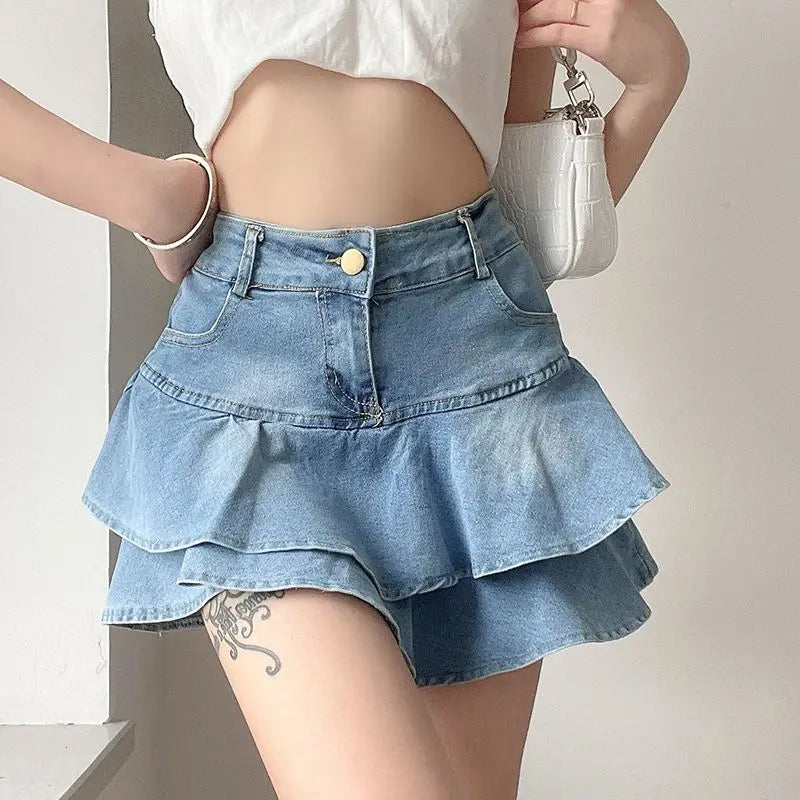 Summer Waist Slim Cute Sexy Mini Ruffle Skirt InsStreet