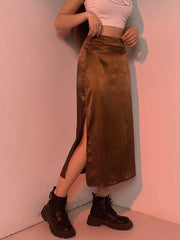 Vintage Brown High Waist Skirt InsStreet