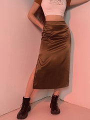 Vintage Brown High Waist Skirt InsStreet