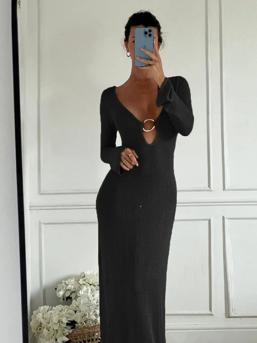 Sleeveless Knitted Tank Maxi Dress InsStreet