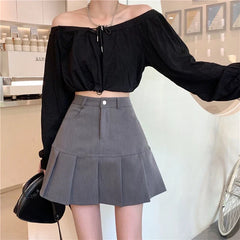 Korean Preppy High Waist A-Line Cute Short Skirt InsStreet