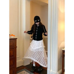 Lace Fairycore Tulle Ruffle Vintage Irregular Skirt InsStreet