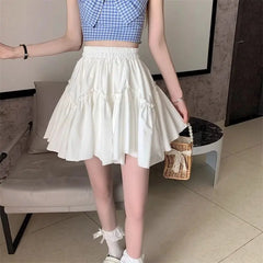 Ruffle White Mini Skirt Elegant Irregular Patchwork Skirt InsStreet