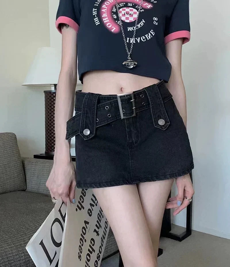 Vintage Black Y2K Sexy High Waist Mini Skirt InsStreet