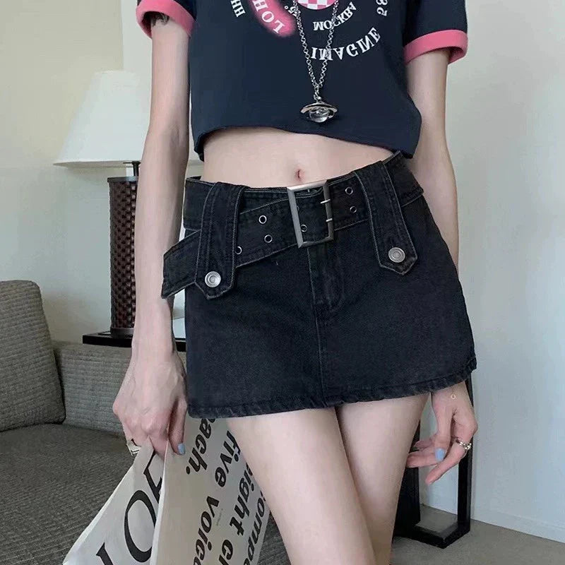 Vintage Black Y2K Sexy High Waist Mini Skirt InsStreet