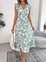 Sleeveless V Neck Summer A Line Midi Dress Boho Dress InsStreet