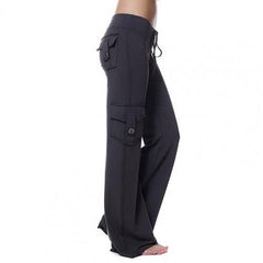 Strong Elastic Wide Leg Soft Sports Drawstring Straight Cargo Pants InsStreet