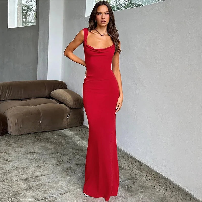 Back Split Knitted Maxi Dress InsStreet