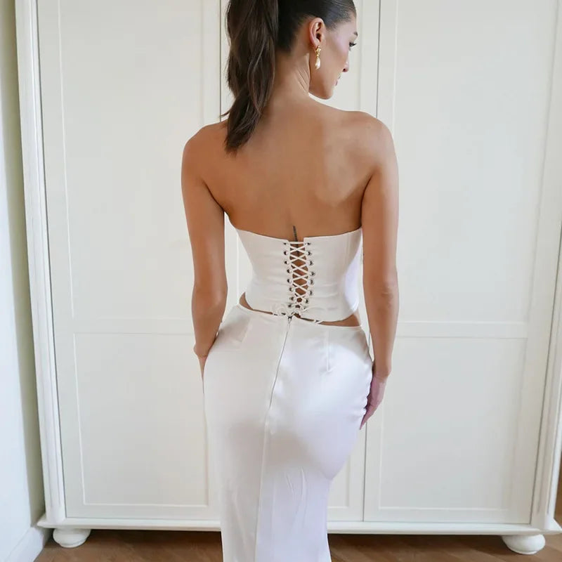 Corset Bandage Sexy Two Piece Maxi Dress InsStreet