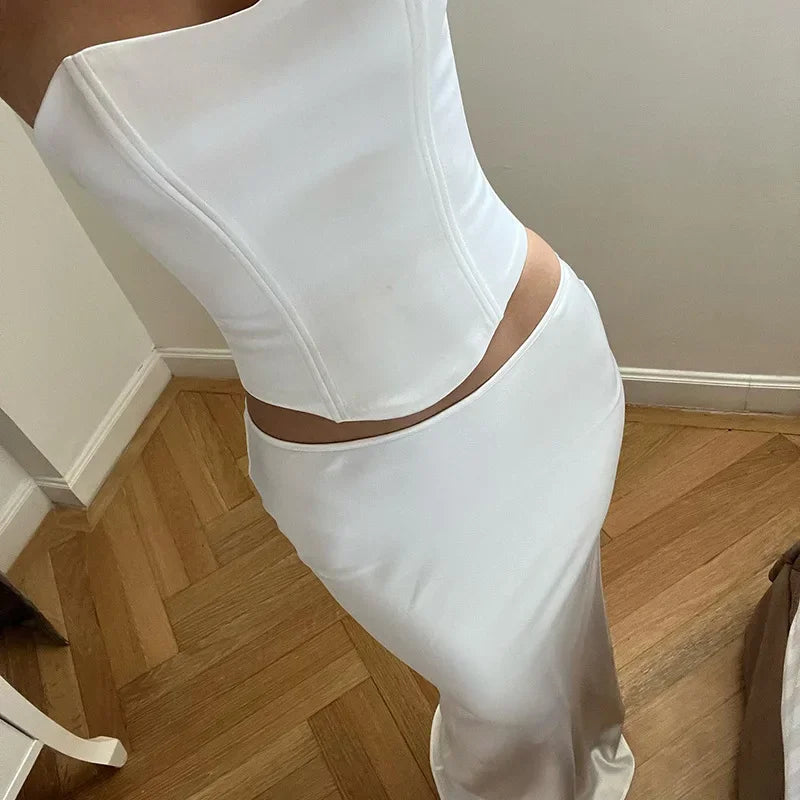 Corset Bandage Sexy Two Piece Maxi Dress InsStreet