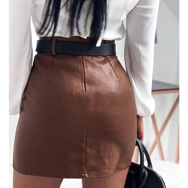 Elegant Fashion Rivets PU Leather Skirts InsStreet