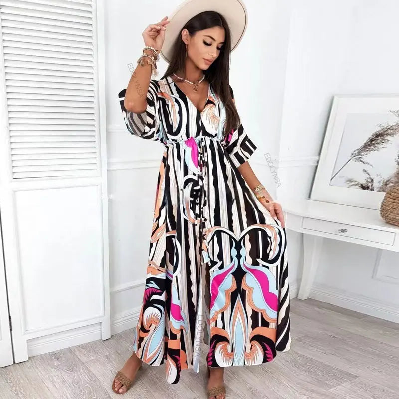 Summer Elegant Gorgeous Printing Long Party Boho Dress InsStreet