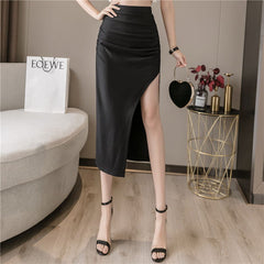 High Waist Black Slit Skirts InsStreet