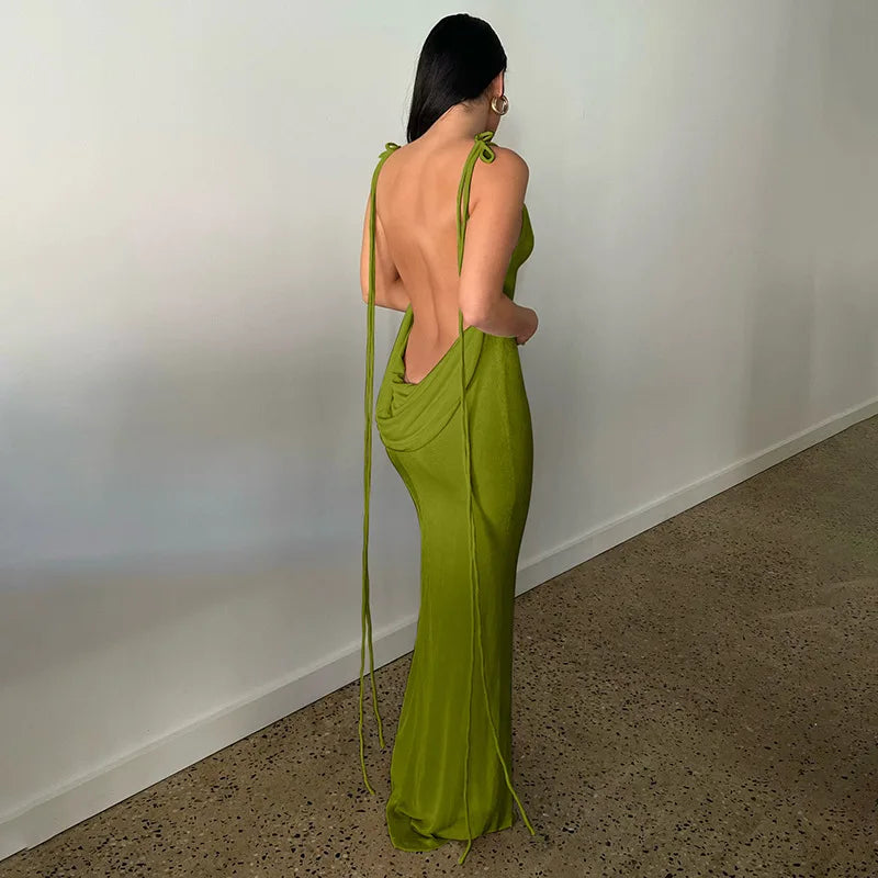 Backless Draped Maxi Dress InsStreet