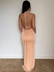 Backless Draped Maxi Dress InsStreet