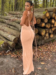 Backless Draped Maxi Dress InsStreet