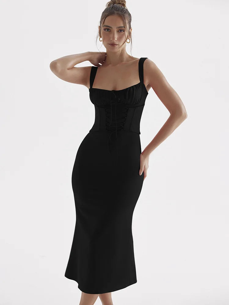 Sexy Backless Bandage Gown Ruched Maxi Dress InsStreet