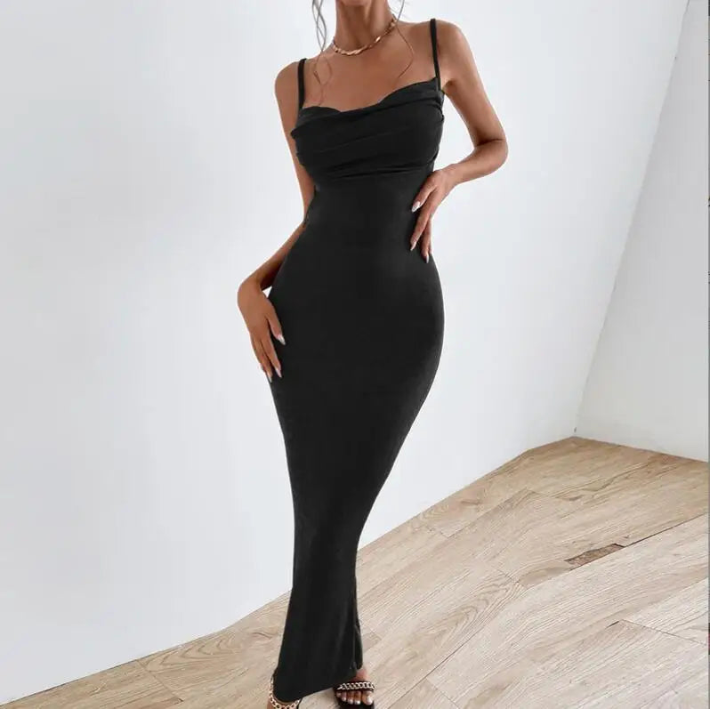 Sexy Draped Sleeveless Spaghetti Strap Midi Dress InsStreet