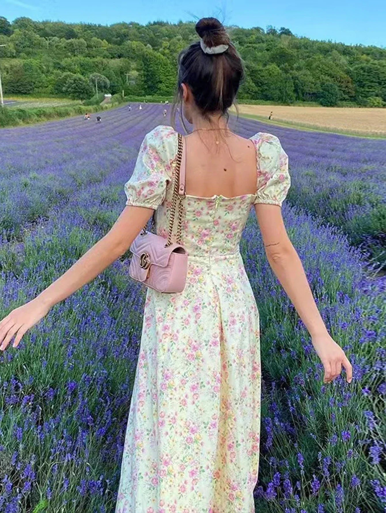 Sweet Fairy Short Sleeve Midi Floral High Waist Boho Dress InsStreet