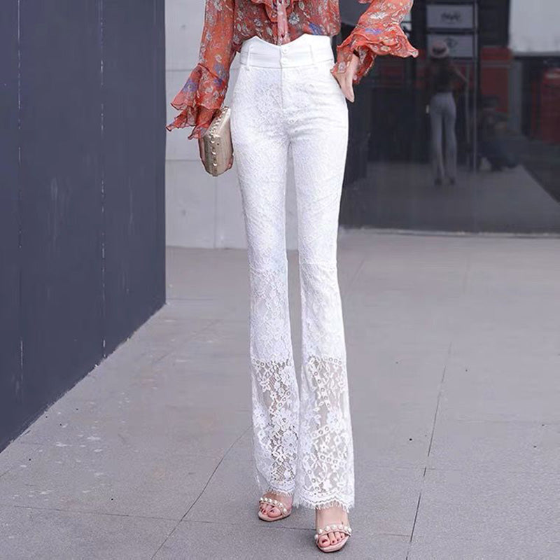 Elegant Vintage Lace Hollow Out Flare Pants InsStreet