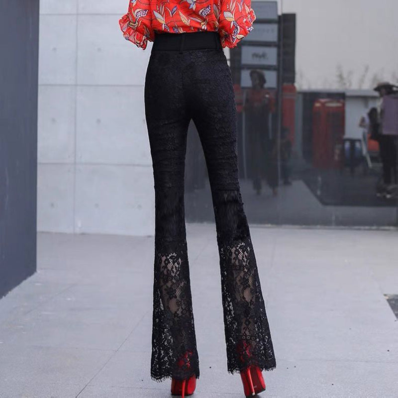 Elegant Vintage Lace Hollow Out Flare Pants InsStreet