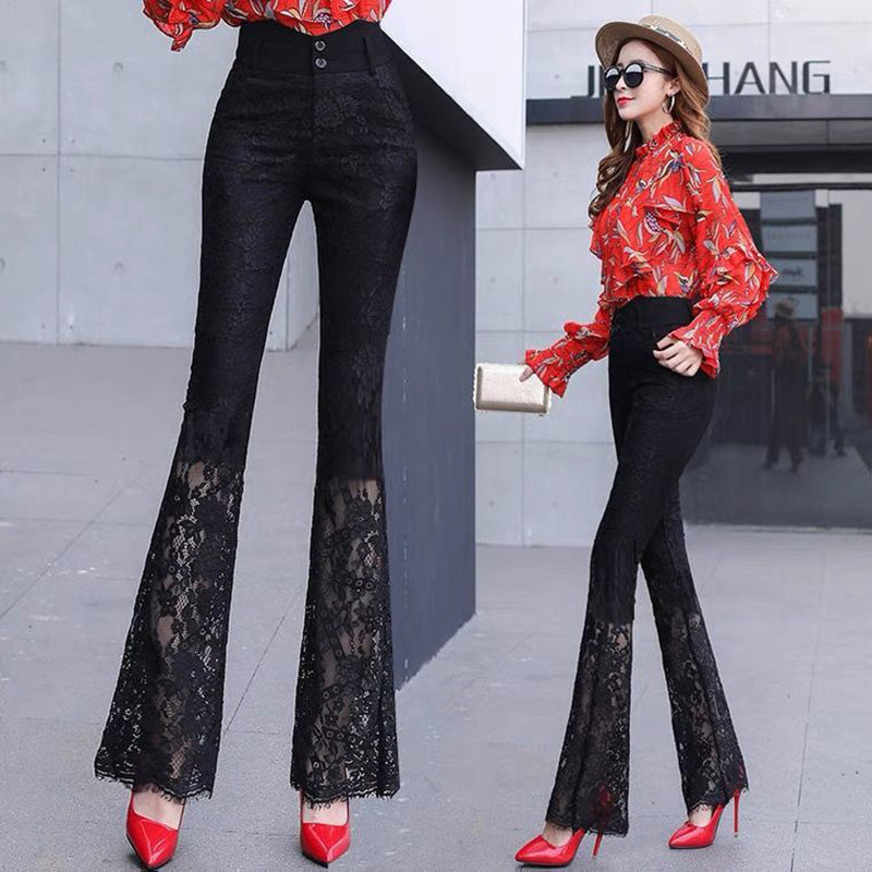 Elegant Vintage Lace Hollow Out Flare Pants InsStreet