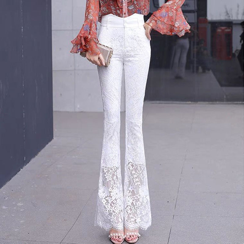 Elegant Vintage Lace Hollow Out Flare Pants InsStreet