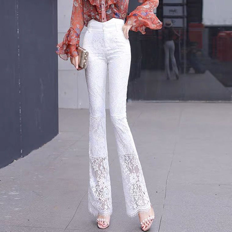 Elegant Vintage Lace Hollow Out Flare Pants InsStreet