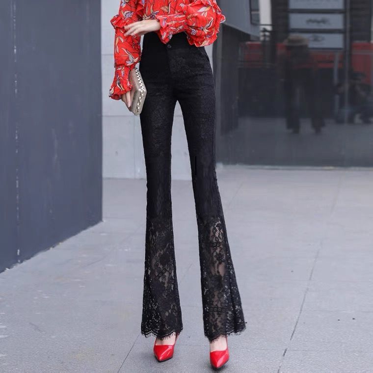 Elegant Vintage Lace Hollow Out Flare Pants InsStreet