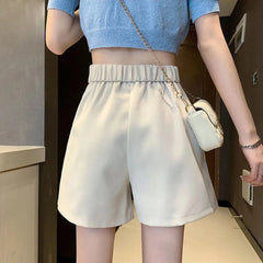 High Waisted Pleated Casual A Lined All-Match Short InsStreet