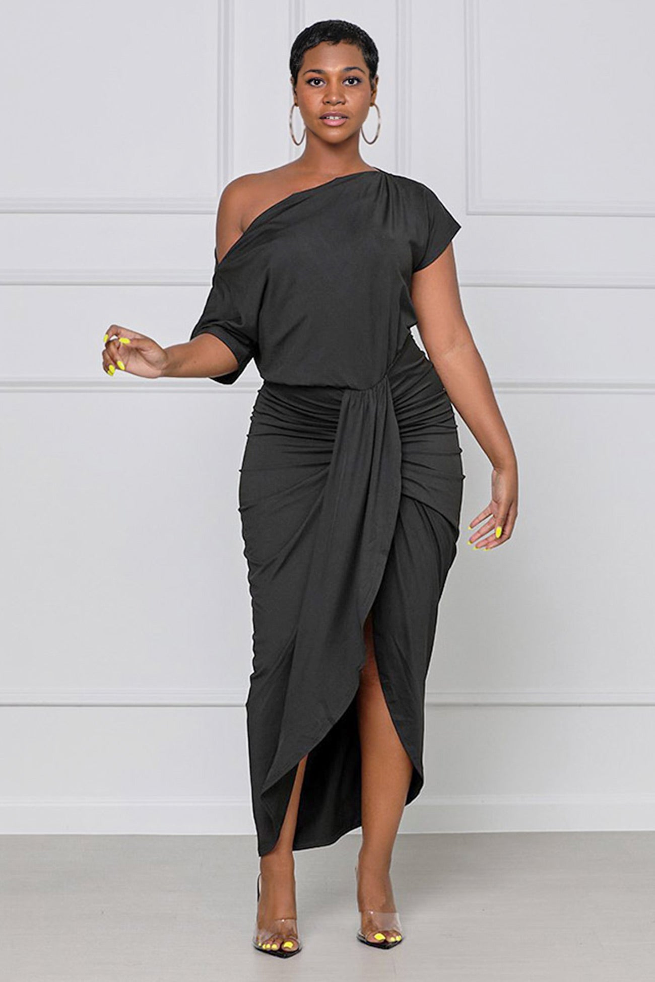 Elegant Pleated One-shoulder Dress InsStreet