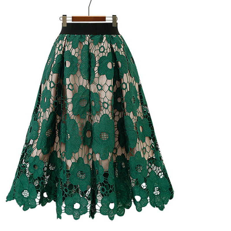 Elegant Flower Hollow Out Lace Skirts InsStreet