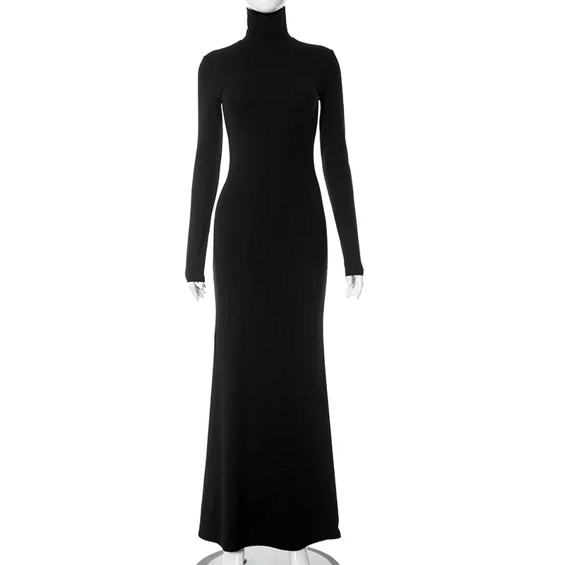 Turtleneck Sleeve Maxi Dress InsStreet