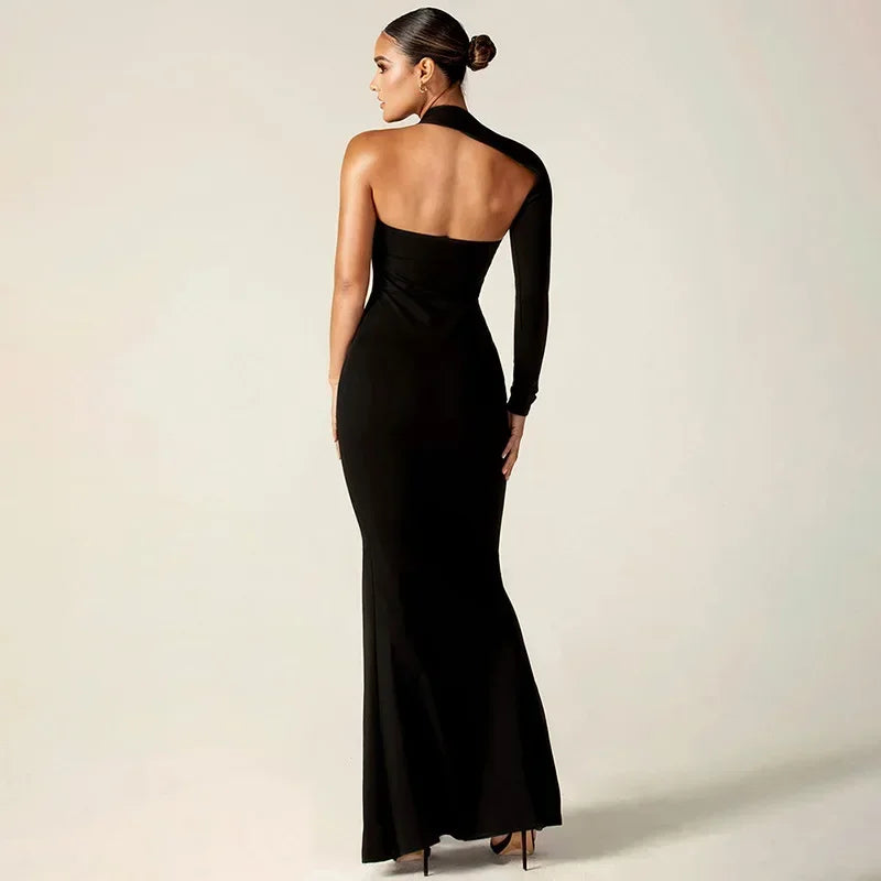 Fashion One Shoulder Club Outfits Maxi Dress InsStreet