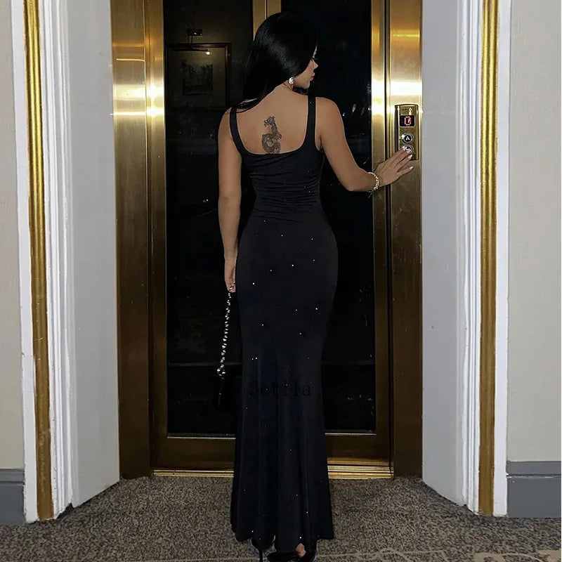 Fashion Sequins Backless Sleeveless Elegant Maxi Dress InsStreet