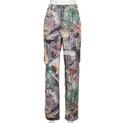 Fashion Straight Pockets Camouflage Cargo Pants InsStreet