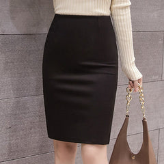 Black Oversized High Waist Work Slim Pencil Skirt InsStreet