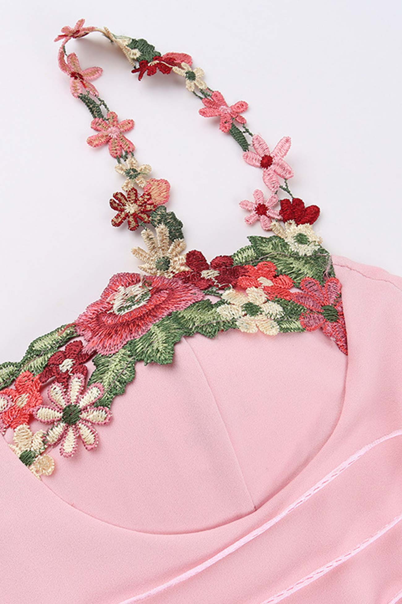 Embroidered Floral Strappy Dress InsStreet